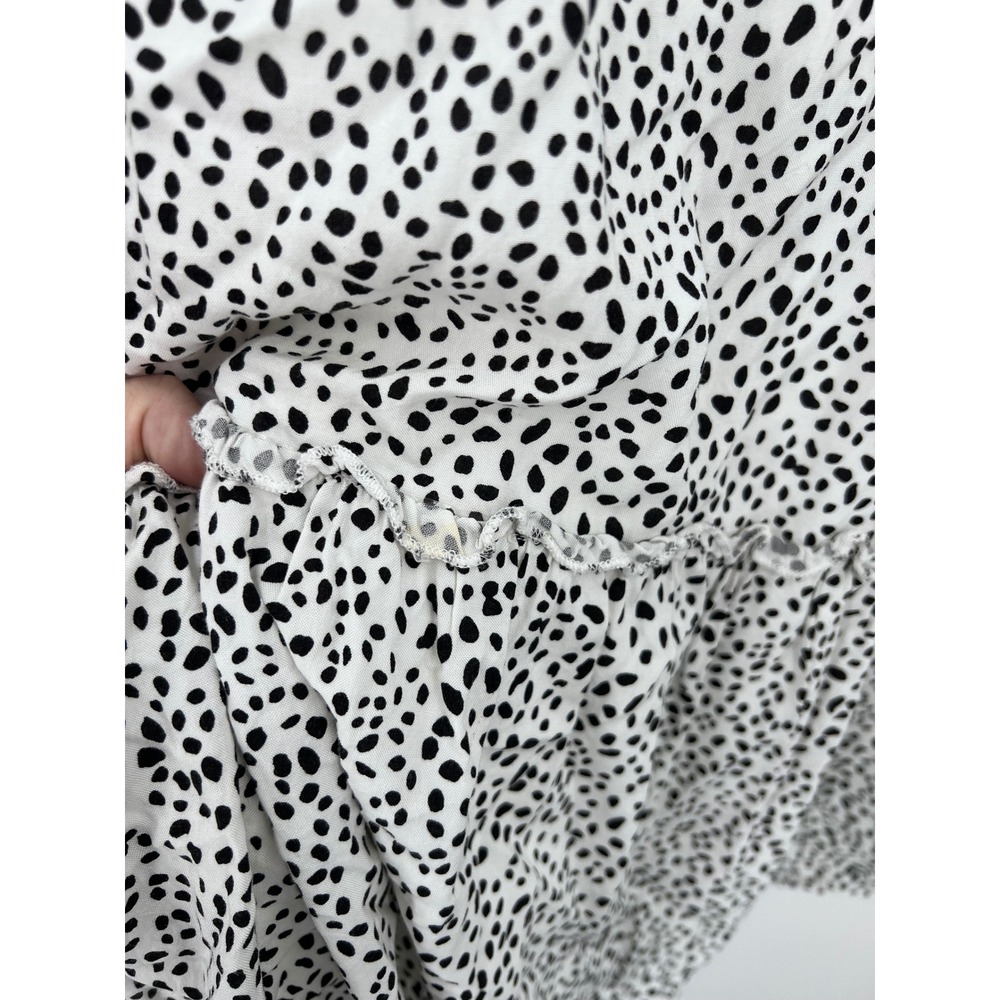 Altar'd State Dalmatian Print Tiered Babydoll Dress White Black V-Neck Large - Picture 7 of 7